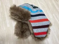 ストライプ耳あて付き帽子　GAP 50-52cm
