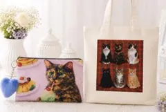 き*り様 ２点セット☆人気猫バッグ　猫6匹バッグ&サビ猫スイーツポーチ付　大判のサムネイル
