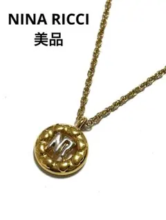ニナリッチ　NINA RICCI ゴールド メダル型ペンダント ネックレス　ロゴ