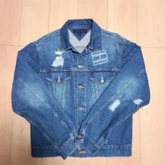 【希少・日本製】トミーヒルフィガー ダメージ加工 デニムジャケット M 裏地