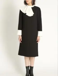 【極美品】CELFORD セルフォード　レース切替ワンピース ブラック　黒　34 美品】CELFORD セルフォード レース切替ワンピース ブラック 黒 34