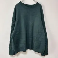 SHEIN シーイン ケーブルスリーブ ニット セーター M グリーン 緑