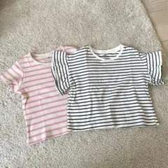 フリル袖ストライプTシャツ2枚セット