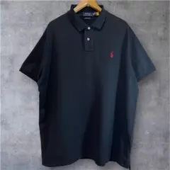 【美品/2020年製】ポロ ラルフローレン ポロシャツ 2XL 黒 赤ポニー刺繍
