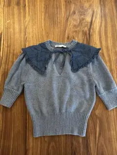 ZARA 襟付きグレー半袖ニット　M