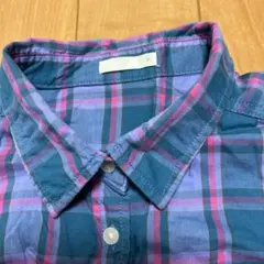 GU コットンチェックシャツ　Mサイズ　ブルー系、ピンク