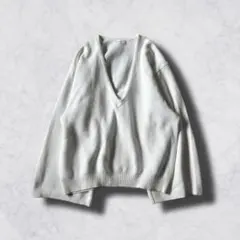 SOLAMONAT ウエハースニットワイドスリーブVネックプルオーバー 日本製