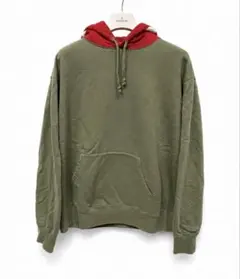 Supreme パーカー オリーブ×レッド バイカラー - メルカリ