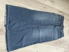 GU デニムロングスカート フリンジ仕上げ