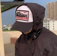 キャップ メッシュキャップ 帽子 アメカジ CAP ブラック Y2K グランジ