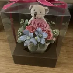 テディベア付き プリザーブドフラワー アレンジメント