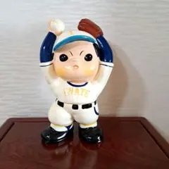 昭和レトロ　ソフビ人形　貯金箱　岩手銀行　野球