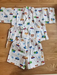 美品　ミキハウス 甚平セット 90cm 車とクマ柄