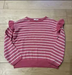 ボーダー柄 フリル長袖カットソー 120cm