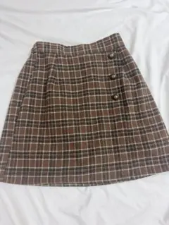 ブラウン チェック ミニスカート