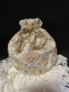 可愛い　インド刺繍生地　ハンドメイド巾着ポーチ♪