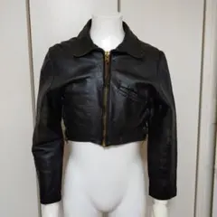 ヴィンテージ クロップドレザージャケット 後染め ユニセックス