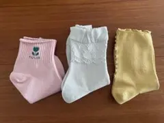 ピンク・淡いグリーン・イエロー　ソックス 3足セット
