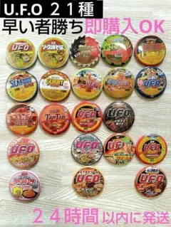 【プレコンプリート】日清焼そばU.F.O. 発売５０周年　缶バッジ ２１種のサムネイル