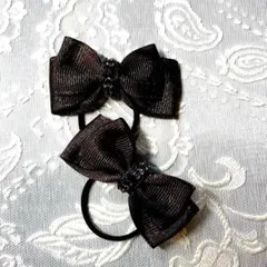 ブラウンリボンヘアゴム約6cm