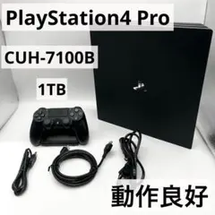 【すぐ遊べるセット】PS4 Pro CUH-7100Bブラック本体1TB 動作品