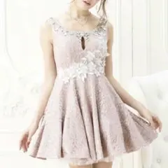 【定価3万 体型カバー◎】ローブドフルール Aライン ドレス ピンク キャバ