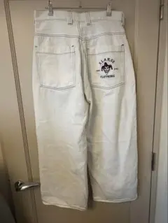 X-LARGEワイドデニムパンツホワイト 32inch