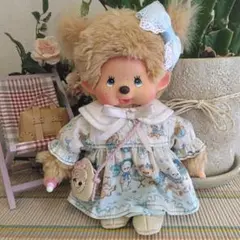 モンチッチＳ用　服　ワンピース　靴　バック　リボン　水色くま