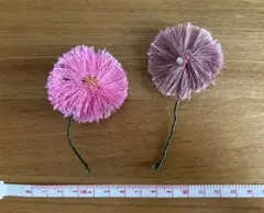 刺繍糸 花型ブローチ 2個セット