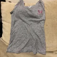 グレー 蝶プリントタンクトップ