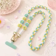 ⭐️新品⭐️スマホ ショルダー ストラップ イエロー グリーン マクラメ 可愛い