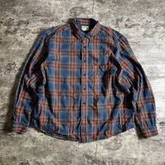 ホ*中様 L.L.Bean チェック柄フランネルシャツ XL 青系