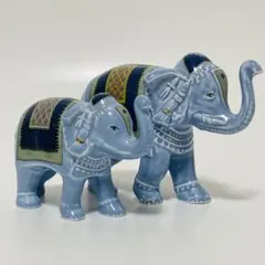 WEDGWOOD ブルーエレファント 象 フィギュリン 置物 2体セットのサムネイル