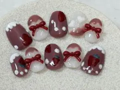 現品限り バレンタインネイル ショートオーバルM ネイルチップ冬 現品即購入可