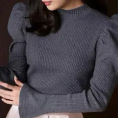herlipto Volume-Sleeve Glitter Knit Top