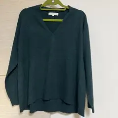 grove ダークグリーン Vネックニット M