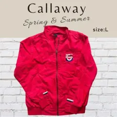 【2WAY】キャロウェイ ゴルフウェア ブルゾン 袖着脱 Lサイズ 赤 刺繍