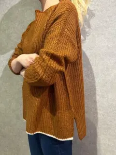 【BURROWS&SUN】 モヘアタッチ ボトルネック ニット ブラウン 新品