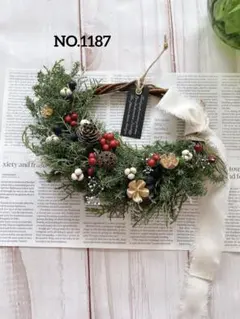 ドライフラワーリース❁⃘*.゜クリスマスリース❁⃘*ハーフオーバル