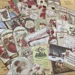 クリスマス　シール　コラージュ素材　ジャンクジャーナル　大量　お得