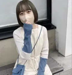 16日まで値下げ Kastaneカスタネ袖配色アメスリリプニットセーター