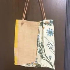 Manipuri ボタニカル柄 トートバッグ ジュート×サテンのサムネイル