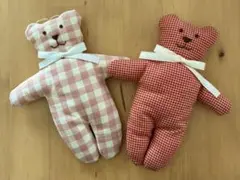 パッチワーク布を使った手作りテディベアぬいぐるみセット ハンドメイドベビートイ