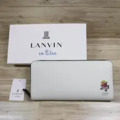 ランバンオンブルー 定価2万4200円 白 ラウンドファスナー長財布 牛革レザー