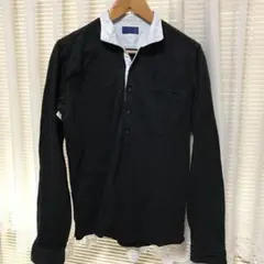 BEAMS ブラック 長袖ポロシャツ