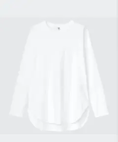 新品タグ付きUNIQLO ユニクロコットンロングシャツテールT(長袖) ホワイト