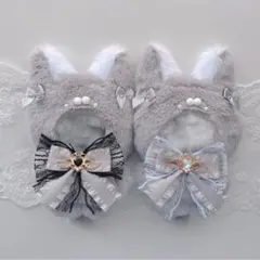 b.247 ぬい服 12cm ちびぐるみ 着ぐるみ おすわり グレー 狼 セット