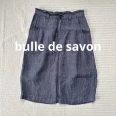 bulle de savon スカート 麻 リネン デニム風 台形 Aライン 春