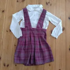 エニィファム　パープルチェックワンピース＆オマケチェック柄ワンピース