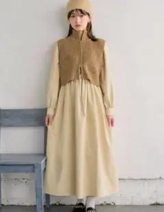 RETRO GIRL ニットベスト付きワンピース FREE